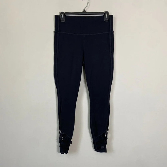 Athleta High Rise Sublime 7/8 Tight Leggings Women's Medium Black Cutout Active - Picture 6 of 16